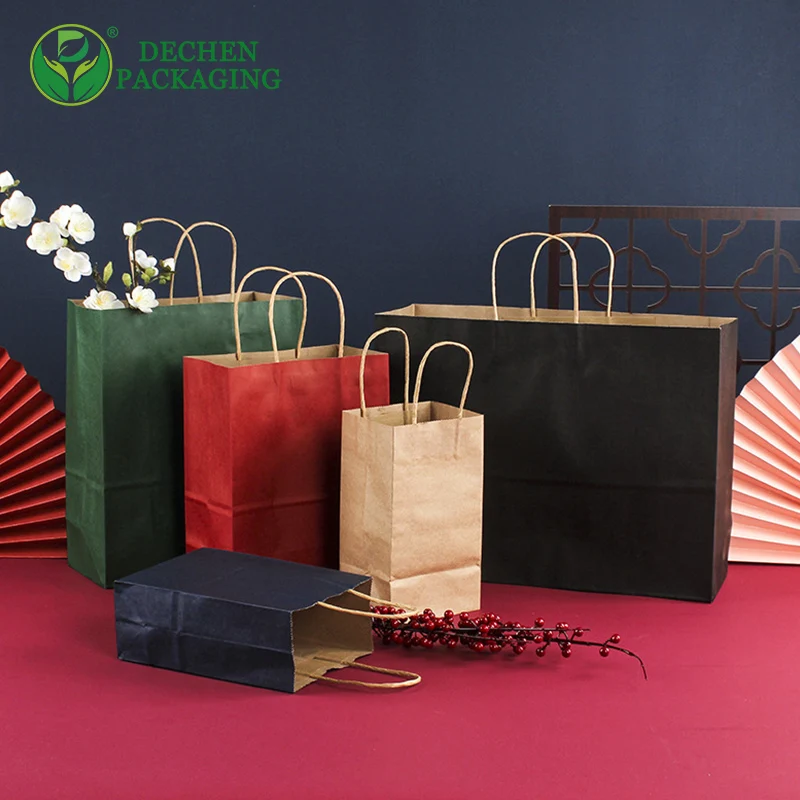 Sacs en papier pour magasins de vêtements et chaussures avec poignées en corde